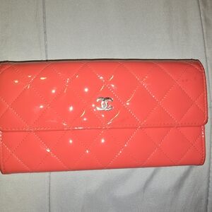 Chanel Coral Quilted Wallet